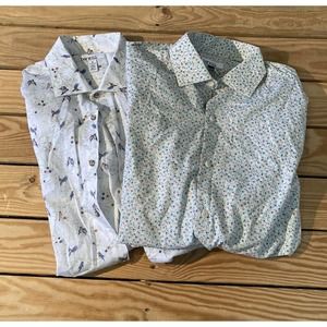 Lot of 2 Bar lll Floral Button Up Shirt Size Medium Men’s Blue Long Sleeve